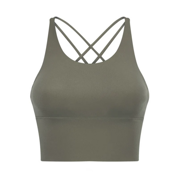 Long Line Sports Bra in Moss Green