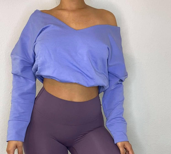 Off The Shoulder Sweater in Lilac